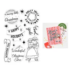 Weihnachtskarte mit rot-grünem Rautenmuster, Plattenspieler-Sticker, grüner Schallplatte 'Cool Yule Vibes' und Grußtext 'Have a Cool Yule'.