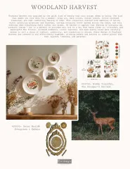 Lookbook-Seite "Woodland Harvest" mit dekorierten Tellern und Herbstfloristik, darunter die Decor Mould "Evergreen & Embers" (Art.-Nr. 685935) im Kollektionskontext