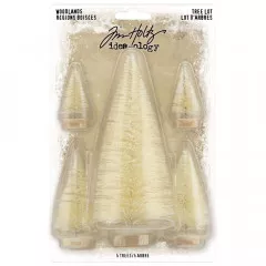 Idea-Ology Woodland Tree Lot Natural - 5er Pack mit Flaschenbürstenbäumen in Creme auf Verpackung