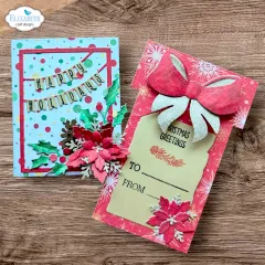 Kartenhalter mit Wimpelkette Happy Holidays und rosa Halter mit Tag Christmas Greetings